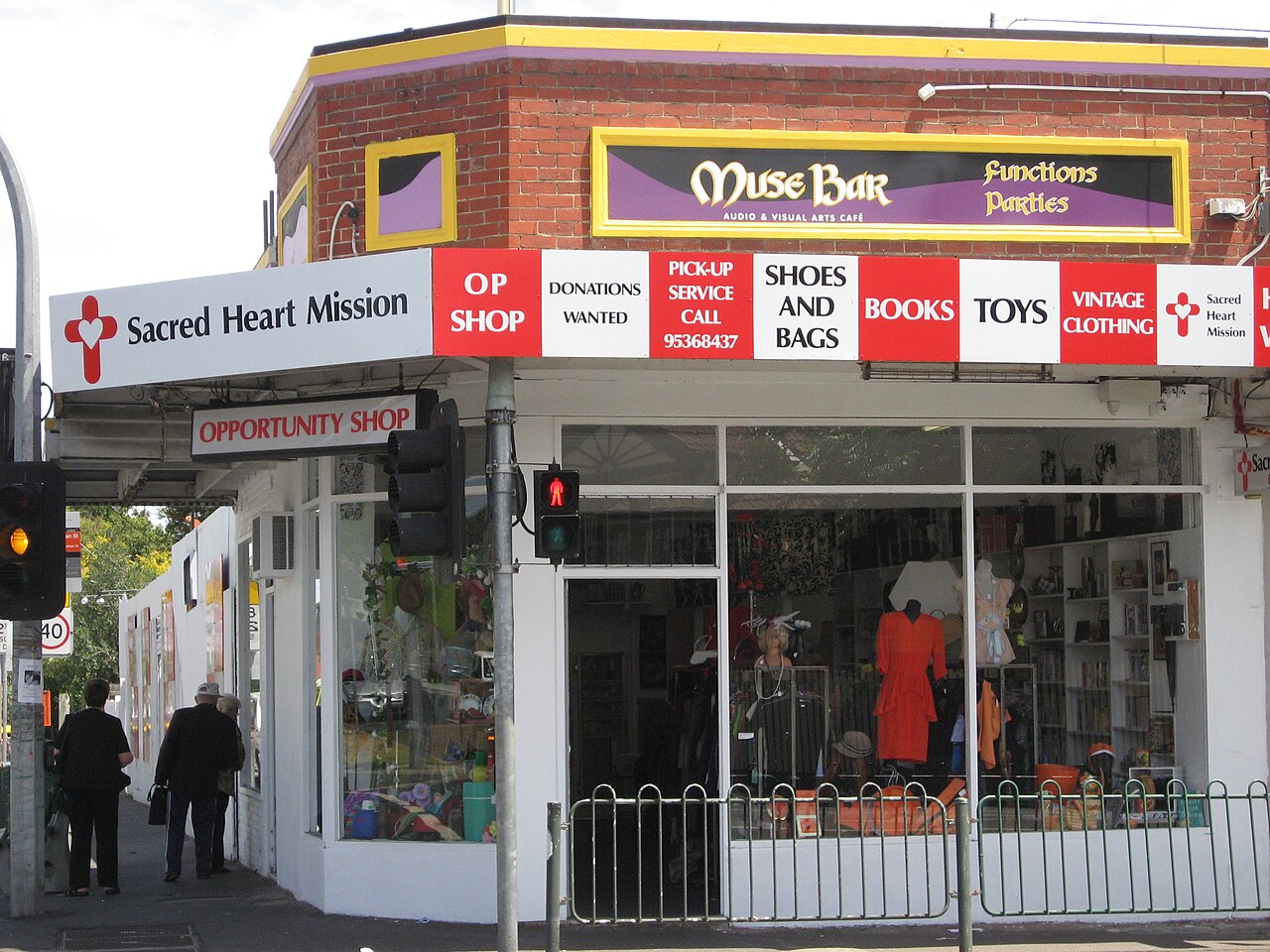 Sacred Heart Mission East St Kilda op shop exterior, photographed 2006